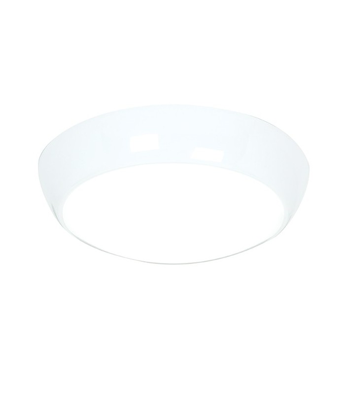 Flush Ceiling Light 325mm Round Flush IP44 16W Gloss White - 1