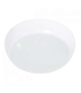 Flush Ceiling Light 325mm Round Flush Em IP44 16W & 2W Gloss White - 2