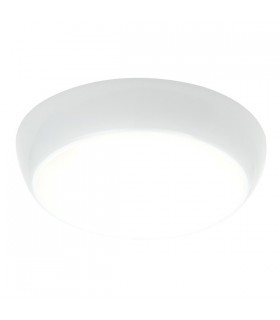 Flush Ceiling Light 325mm Round Flush Em IP44 16W & 2W Gloss White - 1