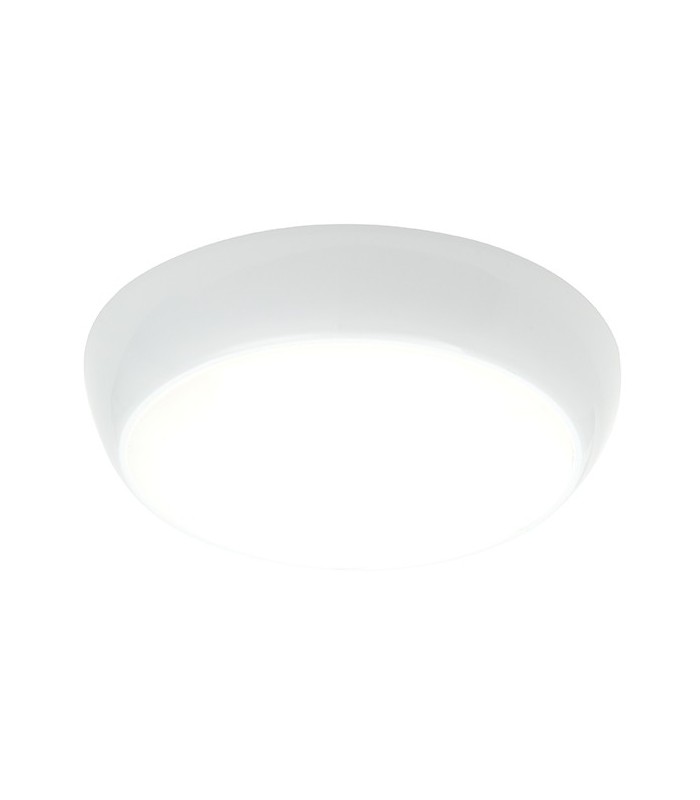 Flush Ceiling Light 325mm Round Flush Em IP44 16W & 2W Gloss White - 1
