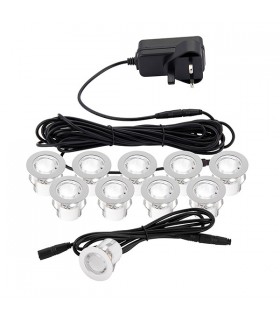 Outdoor Recessed Ground Light IP44 0.45W Polished Stainless Steel - 1