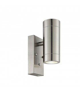 Outdoor Up Down Wall Photocell Light IP44 7W Brushed Stainless Steel - 1