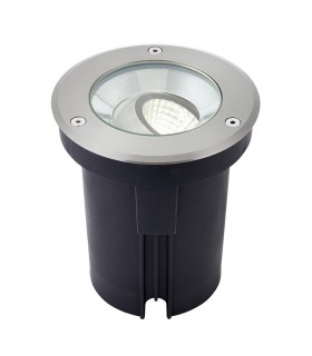 Outdoor Recessed Ground Light Cool White IP67 10.5W Matt Black Paint & Brushed Stainless Steel - 1