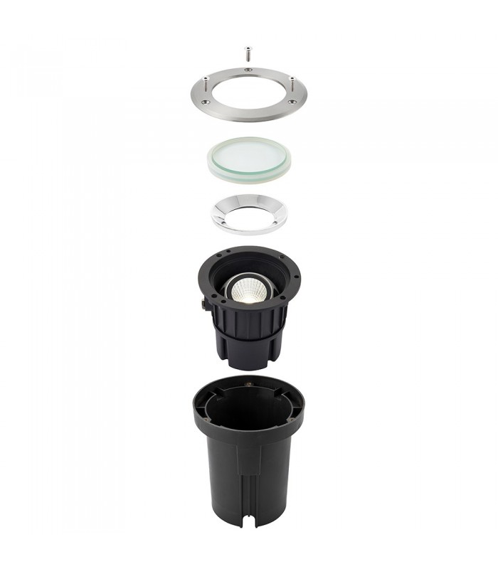 Outdoor Recessed Ground Light Cool White IP67 10.5W Matt Black Paint & Brushed Stainless Steel - 3