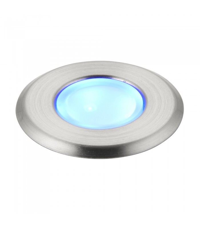 Outdoor Recessed Ground Light Blue IP67 0.8W Marine Grade Brushed Stainless Steel & Frosted - 1