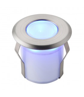 Outdoor Recessed Ground Light Blue IP67 0.8W Marine Grade Brushed Stainless Steel & Frosted - 2