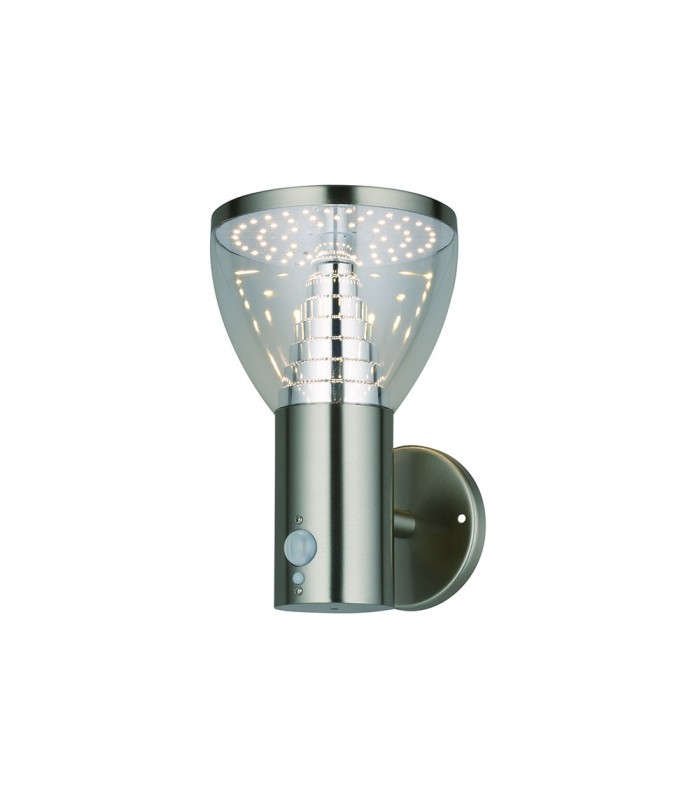 Outdoor Wall Solar PIR IP44 4.4W Brushed Stainless Steel - 1
