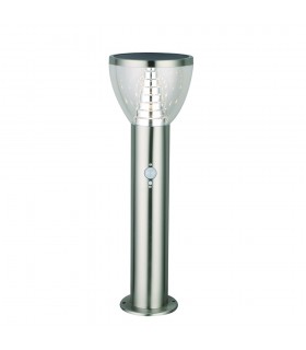 Outdoor Floor Solar Post PIR IP44 4.4W Brushed Stainless Steel - 1