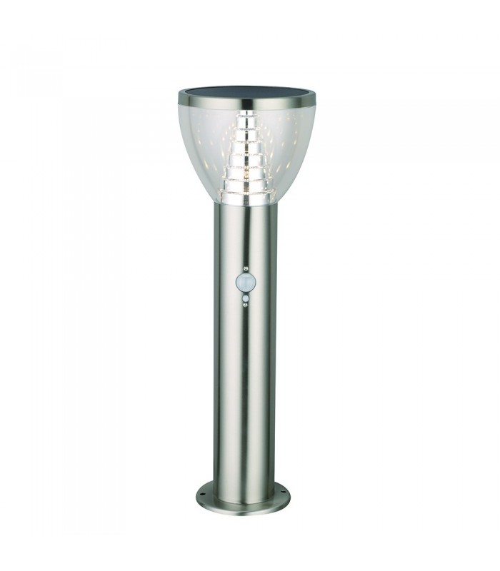 Outdoor Floor Solar Post PIR IP44 4.4W Brushed Stainless Steel - 1