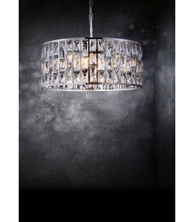 Chandelier Cylindrical Pendant Chrome & Crystal, 4 Light, E27 - 2