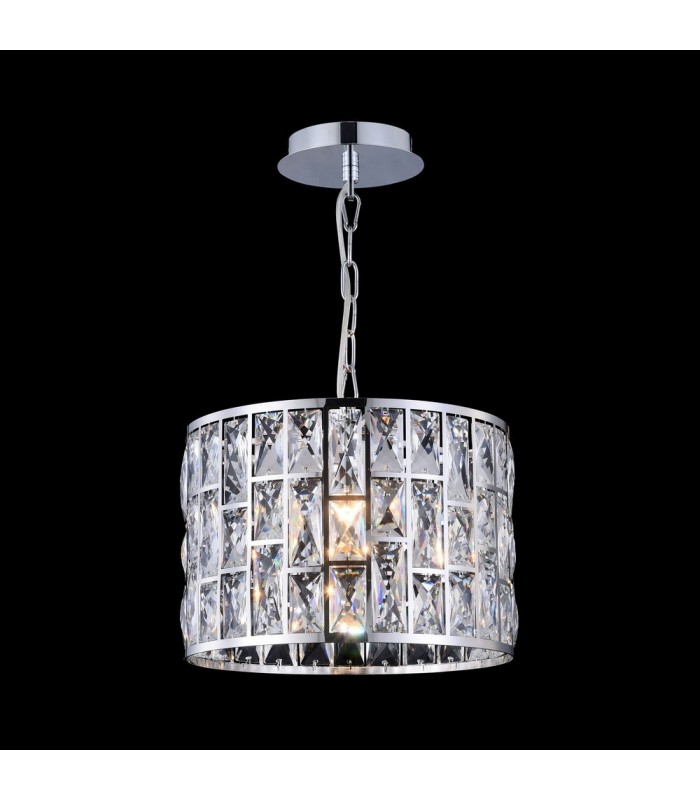Chandelier Cylindrical Pendant Chrome & Crystal, 1 Light, E27 - 3
