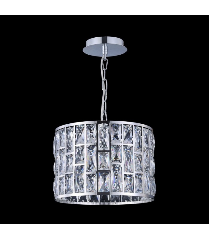 Chandelier Cylindrical Pendant Chrome & Crystal, 1 Light, E27 - 4