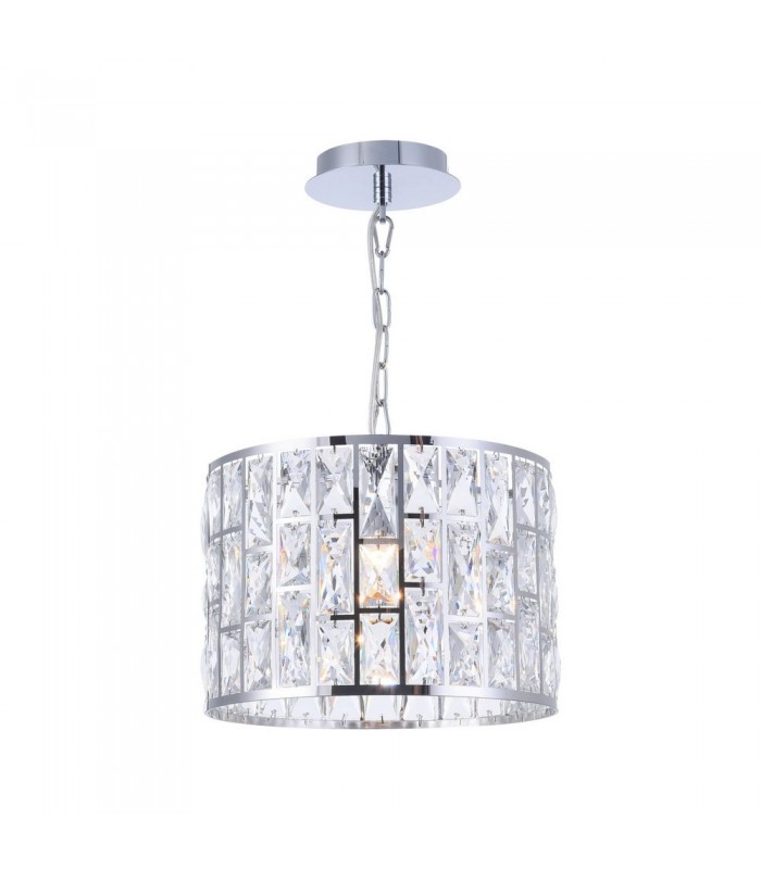 Chandelier Cylindrical Pendant Chrome & Crystal, 1 Light, E27 - 5
