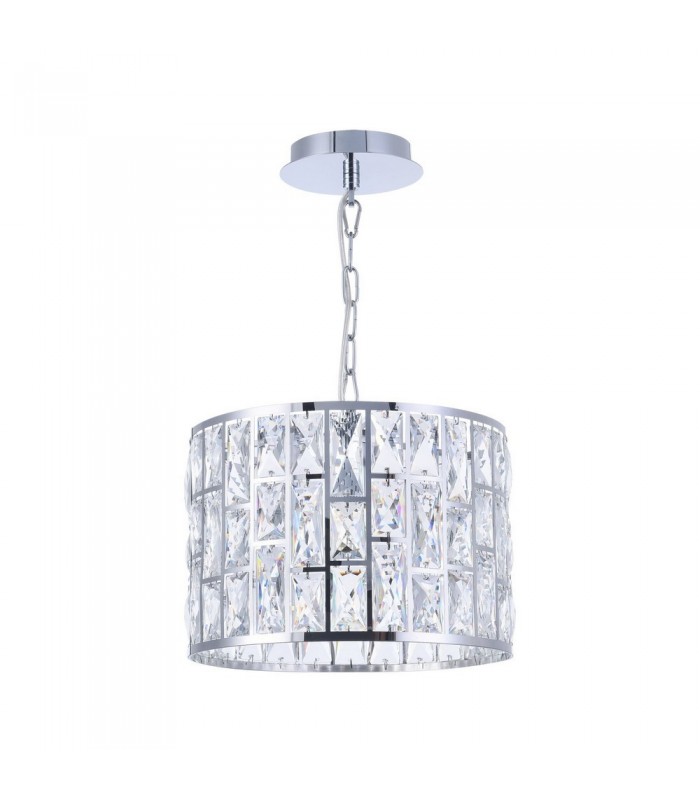 Chandelier Cylindrical Pendant Chrome & Crystal, 1 Light, E27 - 6