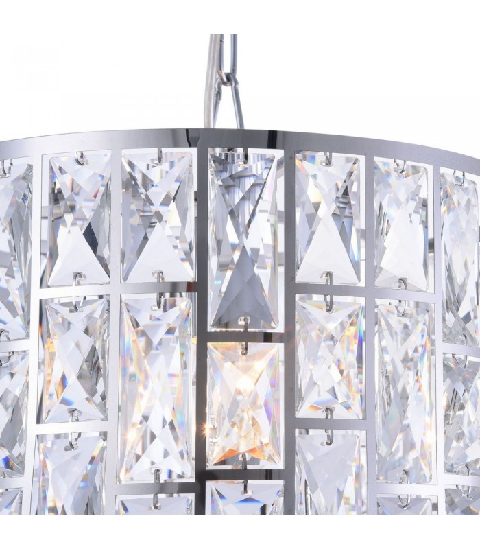 Chandelier Cylindrical Pendant Chrome & Crystal, 1 Light, E27 - 7
