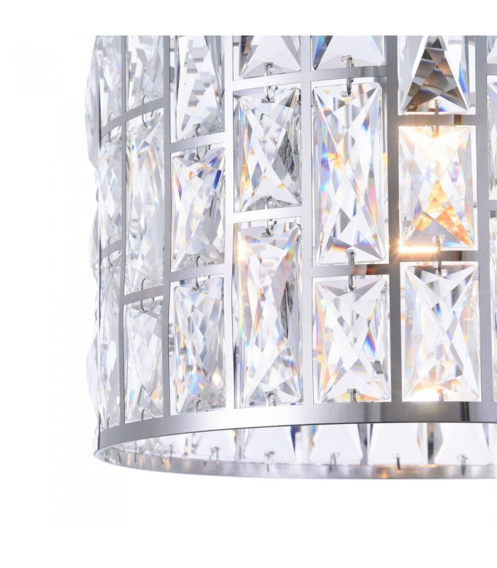Chandelier Cylindrical Pendant Chrome & Crystal, 1 Light, E27 - 8