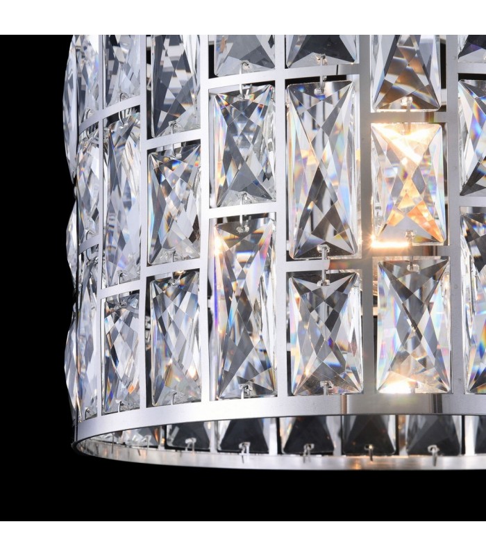 Chandelier Cylindrical Pendant Chrome & Crystal, 1 Light, E27 - 9