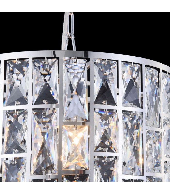 Chandelier Cylindrical Pendant Chrome & Crystal, 1 Light, E27 - 10