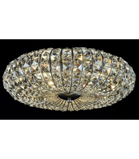 Flush Ceiling Lamp Nickel & Crystal, 6 Light, E14 - 1
