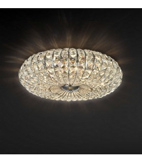 Flush Ceiling Lamp Nickel & Crystal, 6 Light, E14 - 2