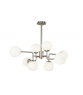 Globe Ceiling Pendant Lamp Nickel, 8 Light, E14 - 1