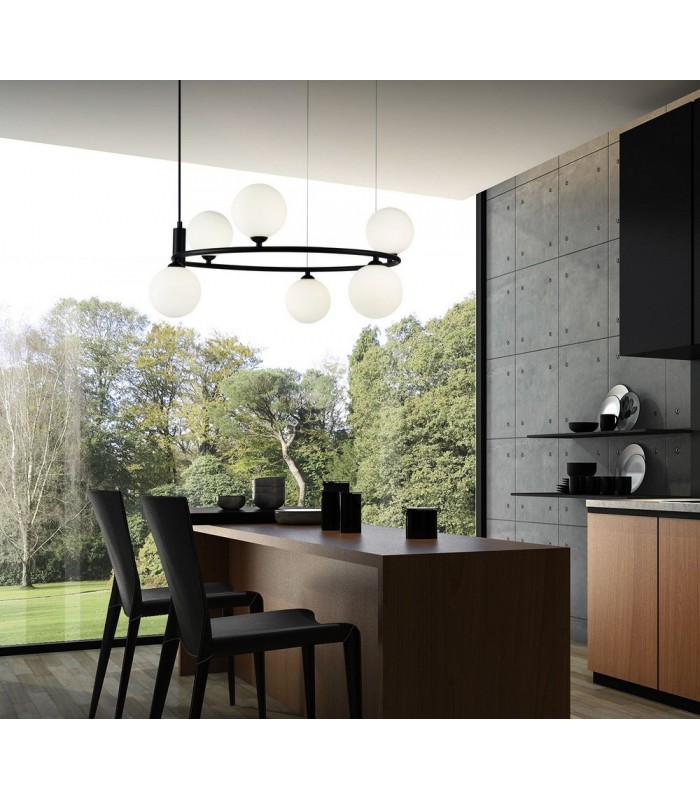 Ceiling Pendant Lamp Black, 6 Light, G9 - 3