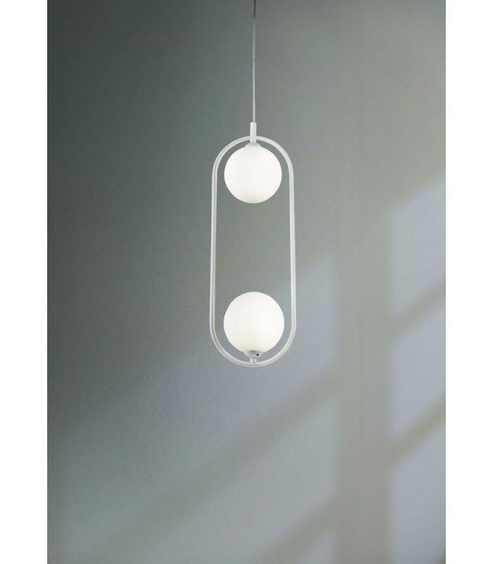 Globe Ceiling Pendant Lamp White, 2 Light, G9 - 2