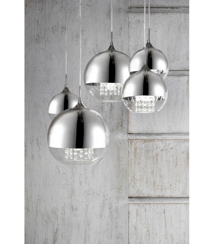 Cluster Ceiling Pendant Lamp Nickel & Crystal, 5 Light, E27 - 2