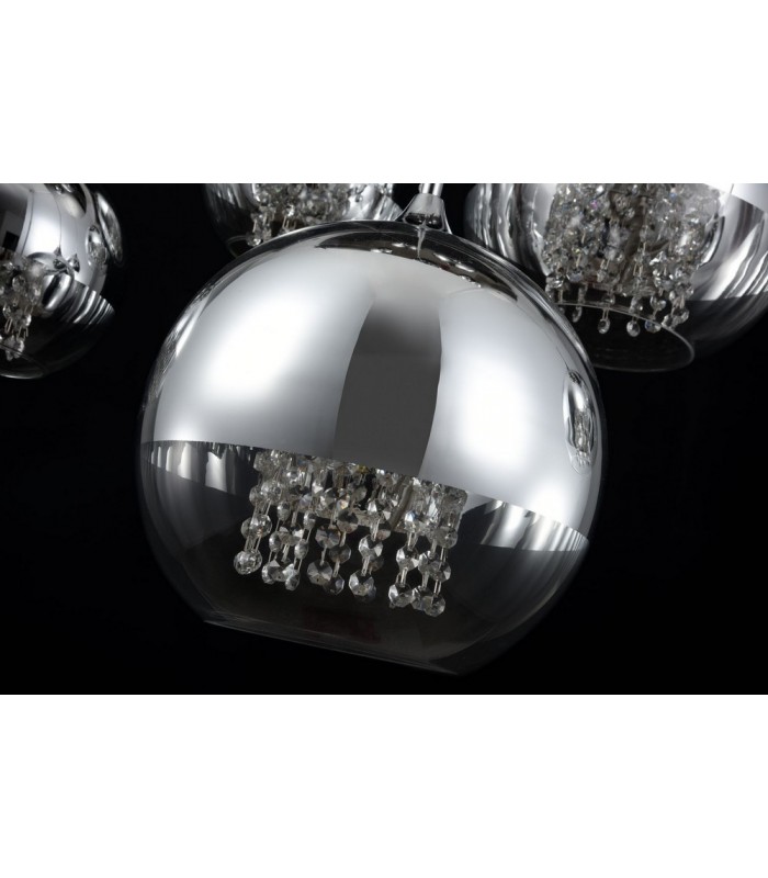 Cluster Ceiling Pendant Lamp Nickel & Crystal, 5 Light, E27 - 7