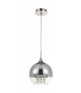 Dome Ceiling Pendant Lamp Nickel & Crystal, 1 Light, E27 - 1