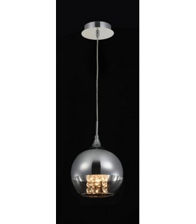 Dome Ceiling Pendant Lamp Nickel & Crystal, 1 Light, E27 - 2