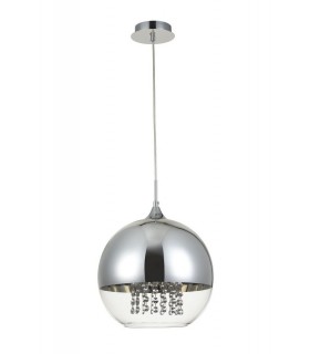 Dome Ceiling Pendant Lamp Nickel & Crystal, 1 Light, E27 - 1