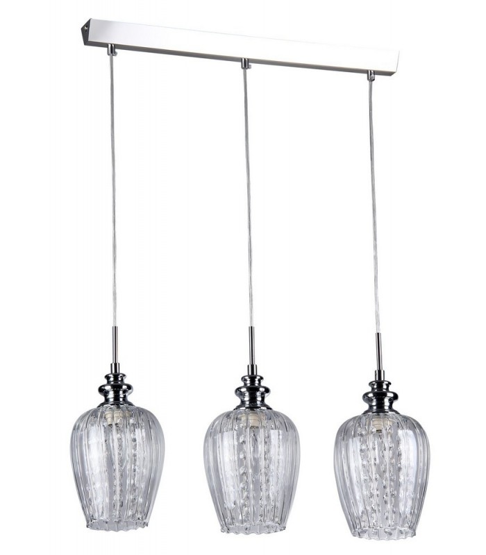Ceiling Pendant Lamp Nickel & Crystal, 3 Light, E14 - 1