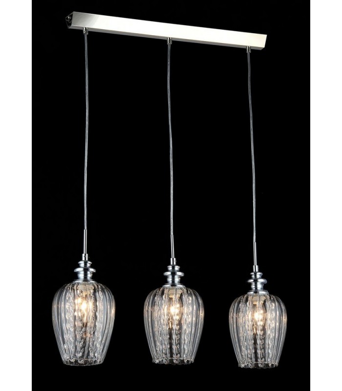 Ceiling Pendant Lamp Nickel & Crystal, 3 Light, E14 - 2