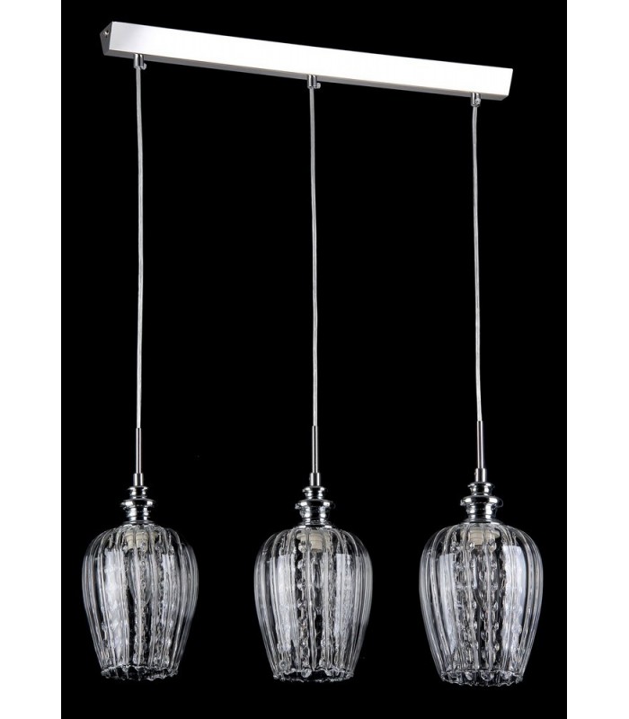Ceiling Pendant Lamp Nickel & Crystal, 3 Light, E14 - 3