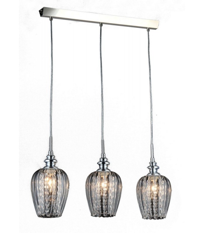 Ceiling Pendant Lamp Nickel & Crystal, 3 Light, E14 - 4