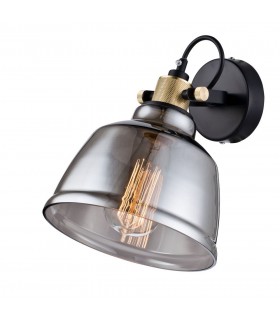 Wall Lamp Black with Glass Shade, 1 Light, E27 - 1