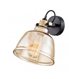 Wall Lamp Black with Glass Shade, 1 Light, E27 - 1