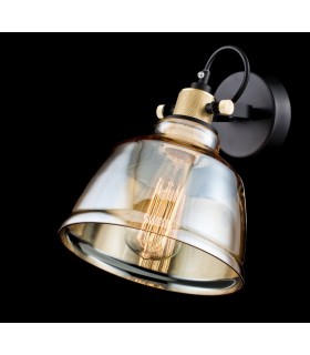 Wall Lamp Black with Glass Shade, 1 Light, E27 - 2