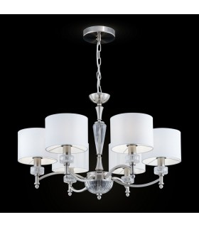Chandelier Nickel with Faric Shades, 6 Light, E14 - 2