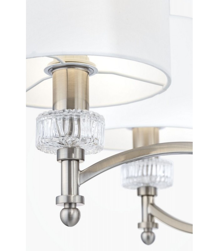 Chandelier Nickel with Faric Shades, 6 Light, E14 - 4