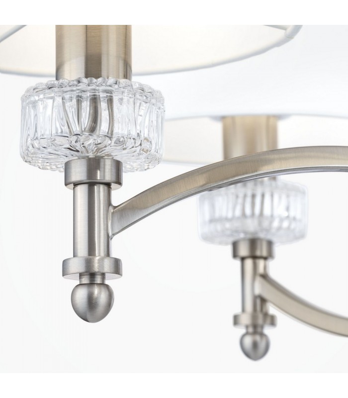 Chandelier Nickel with Faric Shades, 6 Light, E14 - 7