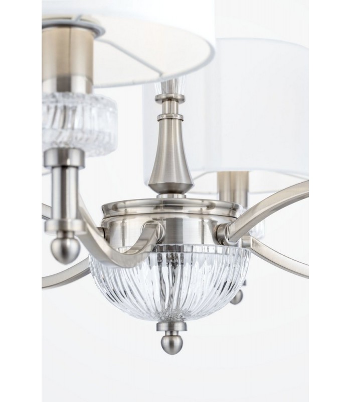 Chandelier Nickel with Faric Shades, 6 Light, E14 - 8