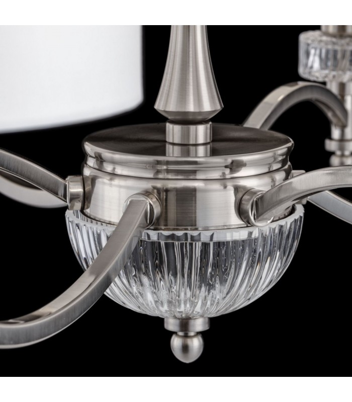 Chandelier Nickel with Faric Shades, 6 Light, E14 - 9