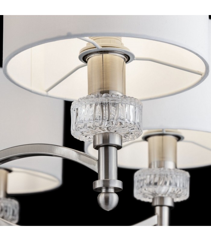 Chandelier Nickel with Faric Shades, 6 Light, E14 - 10
