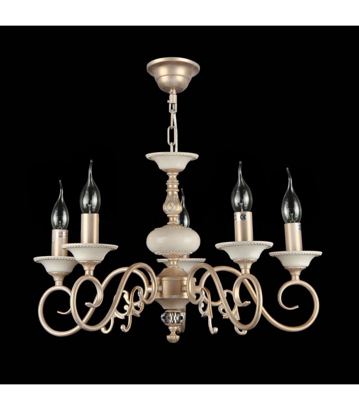 Chandelier Cream with Gold, 5 Light, E14 - 3