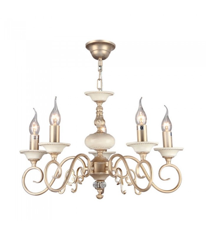 Chandelier Cream with Gold, 5 Light, E14 - 4