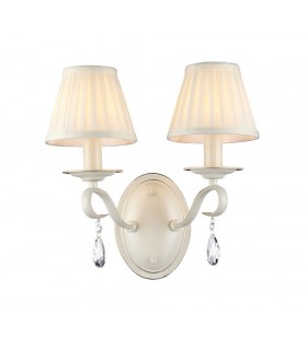 Wall Candle Lamp Beige with Pleated Satin Candle Lampshades, 2 Light, E14 - 1