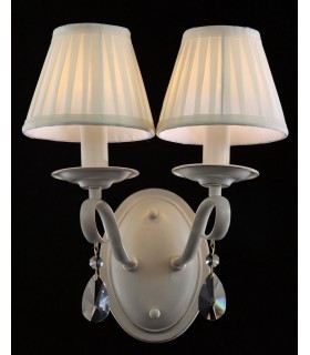 Wall Candle Lamp Beige with Pleated Satin Candle Lampshades, 2 Light, E14 - 2