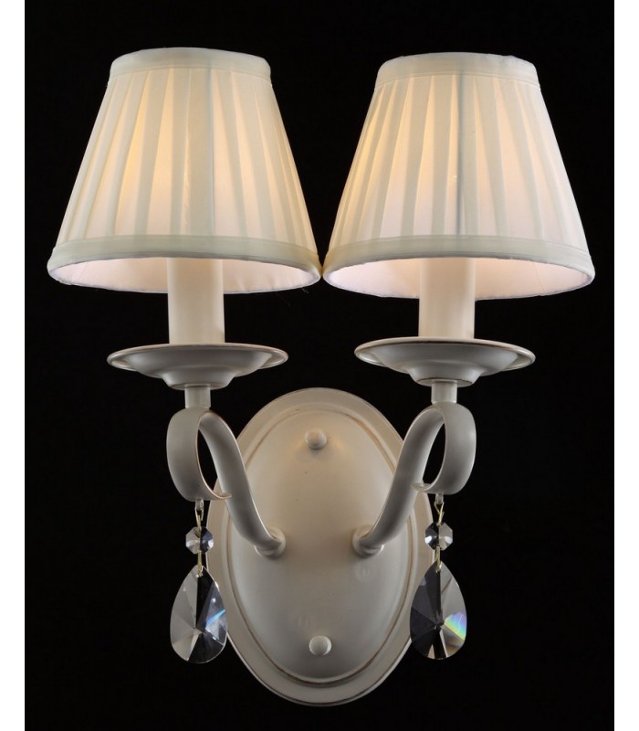 Wall Candle Lamp Beige with Pleated Satin Candle Lampshades, 2 Light, E14 - 2